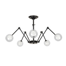 Люстра павук стельова Light House LS-19515-5 BK+CLWH чорна, плафон прозорий + білий
