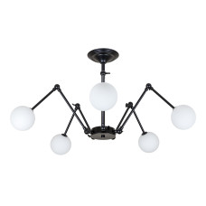 Люстра павук стельова Light House LS-19515-5 BK+WH чорна, плафон білий 