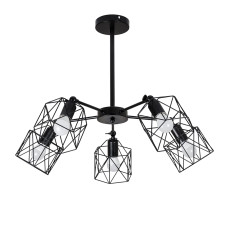 Люстра стельова в стилі лофт Levistella 752F101-5 BK чорний