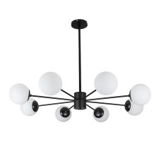 Люстра молекула стельова Levistella 7529807-8 BK+WH чорна плафон білий 