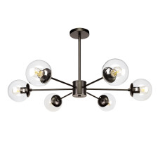 Люстра стельова молекула Levistella 7529807-6 BK+CL чорний, плафон прозорий