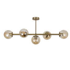 Люстра стельова молекула Levistella 7529906-5 BRZ+BK бронза, плафон коричневий 