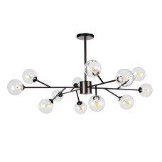 Люстра стельова молекула Levistella 7529806-12 BK+CL чорний, плафон прозорий