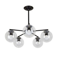 Люстра стельова молекула Light House LS-19451-5 BK+CL чорна, колір плафона прозорий 