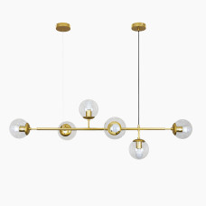 Люстра підвісна молекула Levistella 7529802-6 GD+CL золото, плафон прозорий 