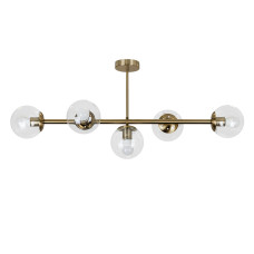 Люстра стельова молекула Levistella 7529906-5 BRZ+CL бронза, плафон прозорий 