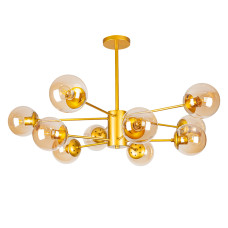 Люстра молекула стельова Levistella 7526033-10 GD+BR золото, плафони коричневі 