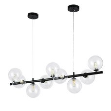 Люстра молекула підвісна Levistella 7841018-9 BK+CL чорна, плафони прозорі