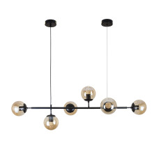 Люстра молекула підвісна Levistella 7529802-6 BK+BR чорна, плафон коричневий
