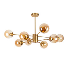 Люстра молекула стельова Levistella 7526033-8 BRZ+BR бронза, плафони бурштинові
