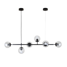 Люстра молекула підвісна Levistella 7529802-6 BK+CL чорна, плафон прозорий 