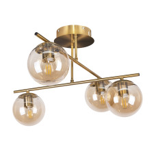 Люстра стельова молекула Levistella 7529801-4 BRZ+BR бронза, плафон коричневий