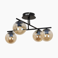Люстра стельова куля Levistella 7529801-4 BK+BR чорна, плафон коричневий 