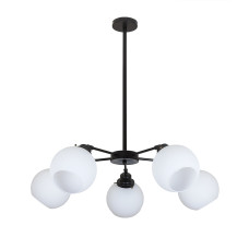 Люстра стельова Levistella 752F1609-5 BK+WH чорний, плафон білий 