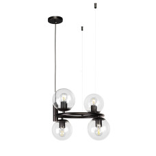 Люстра підвісна у вигляді кільця Levistella 7521011-4 BK+CL чорна, плафон прозорий 