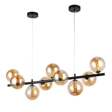 Люстра молекула підвісна Levistella 7841018-9 BK+BR чорна, плафони бурштинові