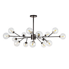 Люстра стельова молекула Levistella 7529806-15 BK+CL чорний, плафон прозорий