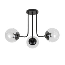 Люстра стельова молекула Levistella 7529908-3 BK+CL чорна, плафон прозорий 