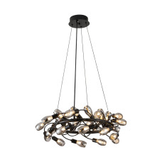 Люстра підвісна кільце з плафонами Levistella 788P10106-27 BK+SM G9 чорна, плафони димчасті