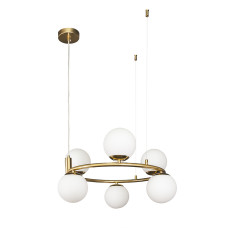Люстра підвісна у вигляді кільця Levistella 7521011-6 BRZ+WH бронза, плафон білий