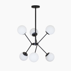 Люстра стельова молекула Levistella 7529810-6 BK+WH чорна, плафон білий 