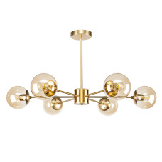 Люстра молекула стельова Levistella 7529807-6 BRZ+BR бронза плафон коричневий