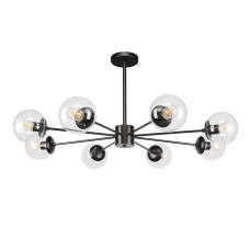 Люстра стельова молекула Levistella 7529807-8 BK+CL чорний, плафон прозорий