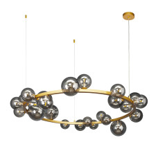 Люстра підвісна кільце з плафонами Light House LS-17132-24 DDG+BK золото, плафон чорний