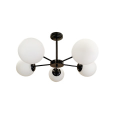 Люстра стельова куля Levistella 752F151-5 BK+WH чорна, плафон білий 