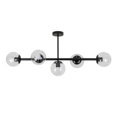 Люстра стельова молекула Levistella 7529906-5 BK+CL чорна, плафон прозорий