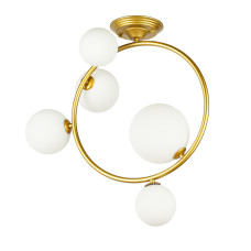 Люстра молекула стельова Levistella 918LP267-5 SGGD+WH золото, плафони білі