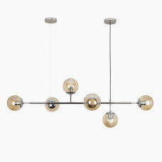 Люстра підвісна молекула Levistella 7529802-6 CR+BR хром, плафон коричневий 