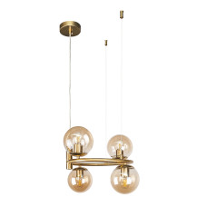 Люстра підвісна у вигляді кільця Levistella 7521011-4 BRZ+BR бронза, плафон коричневий 