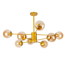 Люстра молекула стельова Levistella 7526033-8 GD+BR золото, плафони коричневі 