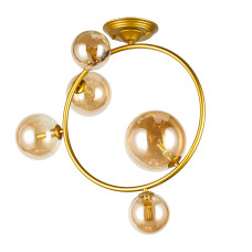 Люстра молекула стельова Levistella 918LP267-5 SGGD+BR золото, плафони коричневі 