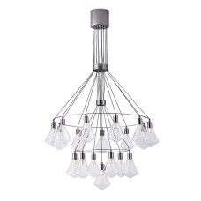 Люстра підвісна каскадна Levistella 788CH10061-18 PLBK+CL G9 хром, плафони прозорі