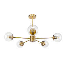 Люстра стельова молекула Levistella 7529807-5 BRZ+CL бронза, плафон прозорий
