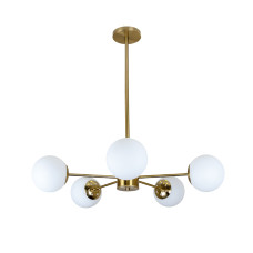 Люстра стельова молекула Levistella 7529807-5 BRZ+WH бронза плафон білий