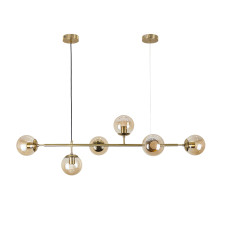 Люстра молекула підвісна Levistella 7529802-6 BRZ+BR бронза, плафон коричневий 