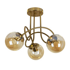 Люстра стельова молекула Levistella 7529903-3 BRZ+BR бронза, плафон коричневий 
