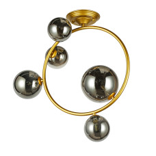 Люстра молекула стельова Levistella 918LP267-5 SGGD+BK золото, плафони чорні