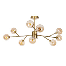 Люстра молекула стельова Levistella 7529806-9 BRZ+BR бронза, плафон коричневий