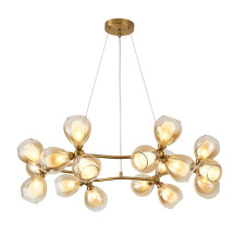 Люстра підвісна кільце з плафонами Levistella 788P10086-18 AB+AM G9 бронза, плафони бурштинові