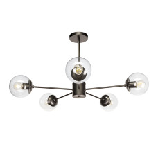 Люстра стельова молекула Levistella 7529807-5 BK+CL чорний, плафон прозорий