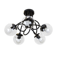 Люстра стельова молекула Levistella 7529910-5 BK+CL чорна, плафон прозорий 
