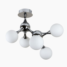 Люстра стельова молекула Levistella 7529817-5 CR+WH хром, плафон білий