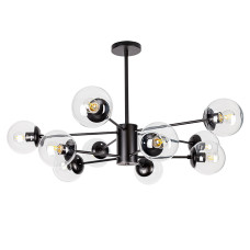 Люстра стельова молекула Levistella 7526033-10 BK+CL чорна, плафони прозорі