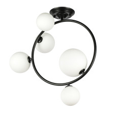 Люстра молекула стельова Levistella 918LP267-5 BK+WH чорна, плафони білі