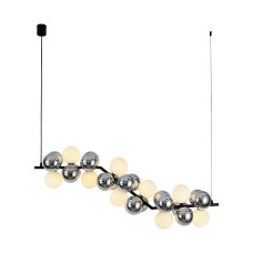 Люстра підвісна Levistella 788CH68124-9 BK+CH+WH G9 чорна, плафони білі + хром