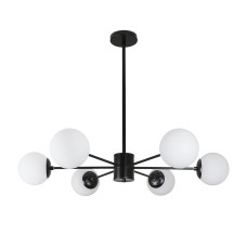 Люстра молекула стельова Levistella 7529807-6 BK+WH чорна плафон білий 